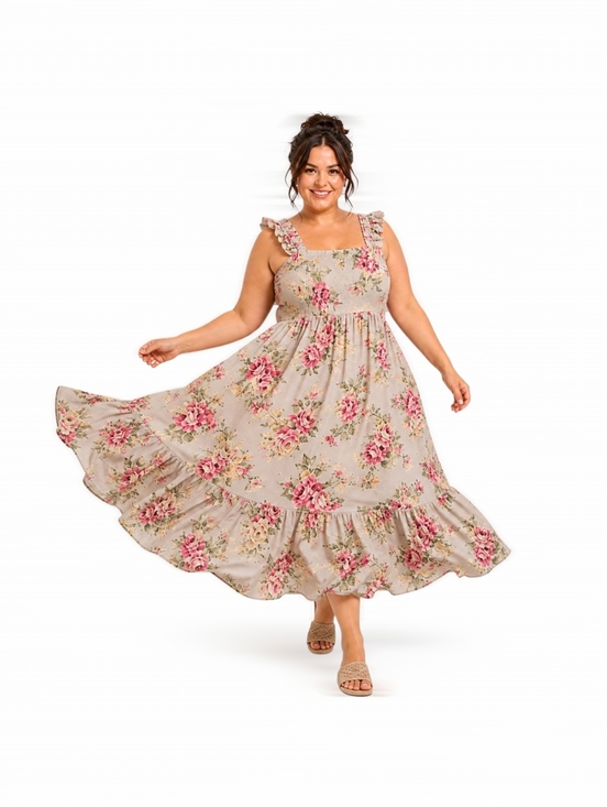 torrid Dresses & Skirts - Torrid 3X Floral Maxi Dress Smocked Tiered Boho Pockets Challis NWT